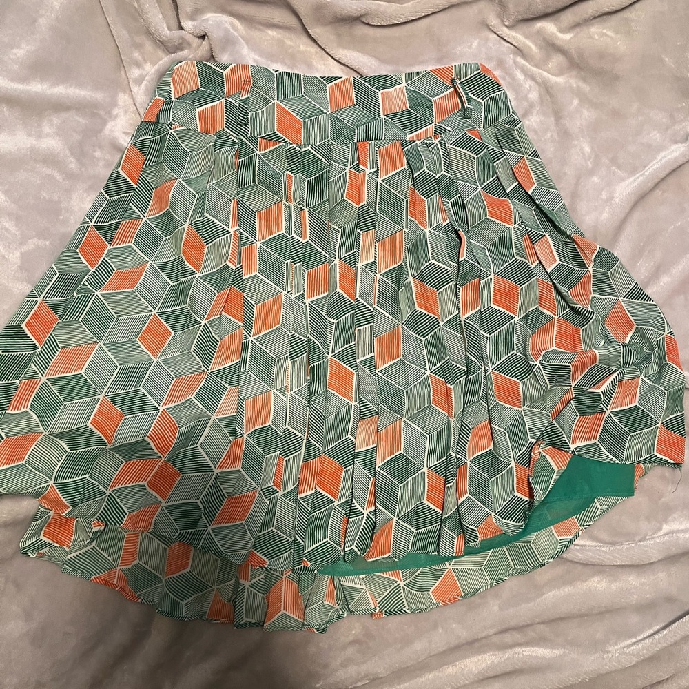 Modcloth Retro Green and Orange Skirt Size Medium Aesthetic